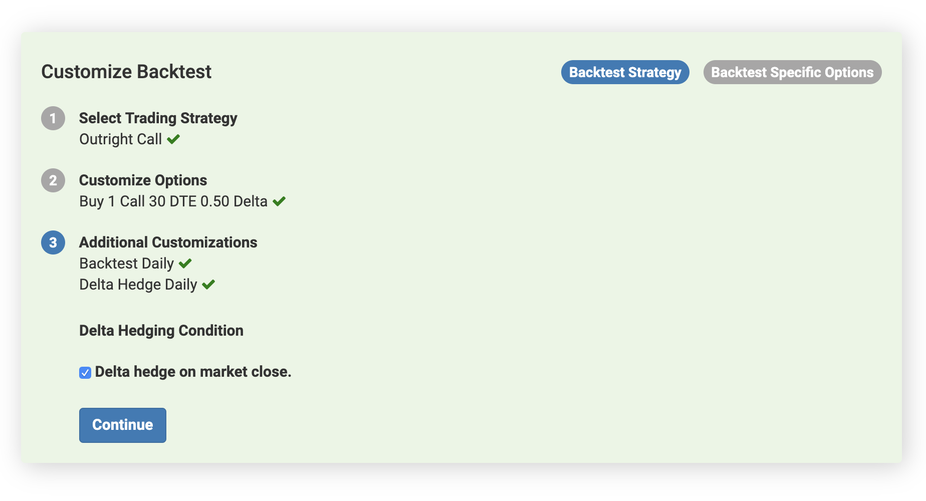 Delta Hedging Screenshot