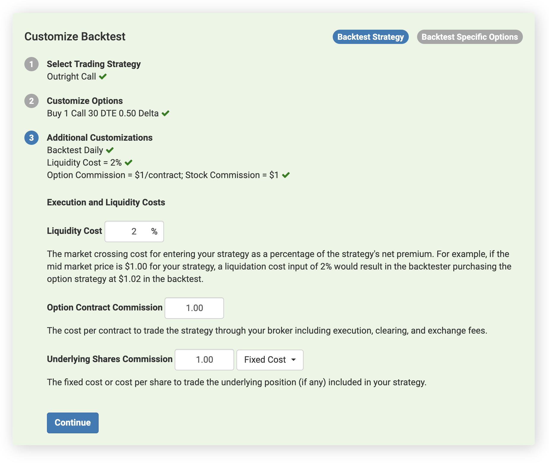 Execution and Liquidity Costs Screenshot