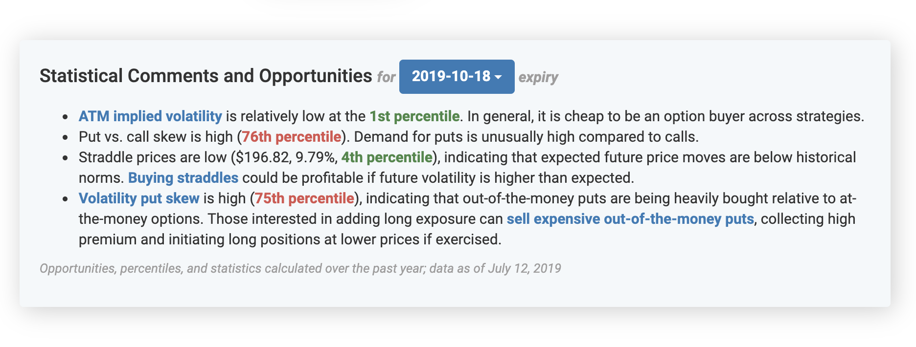 Statistical Opportunities Screenshot